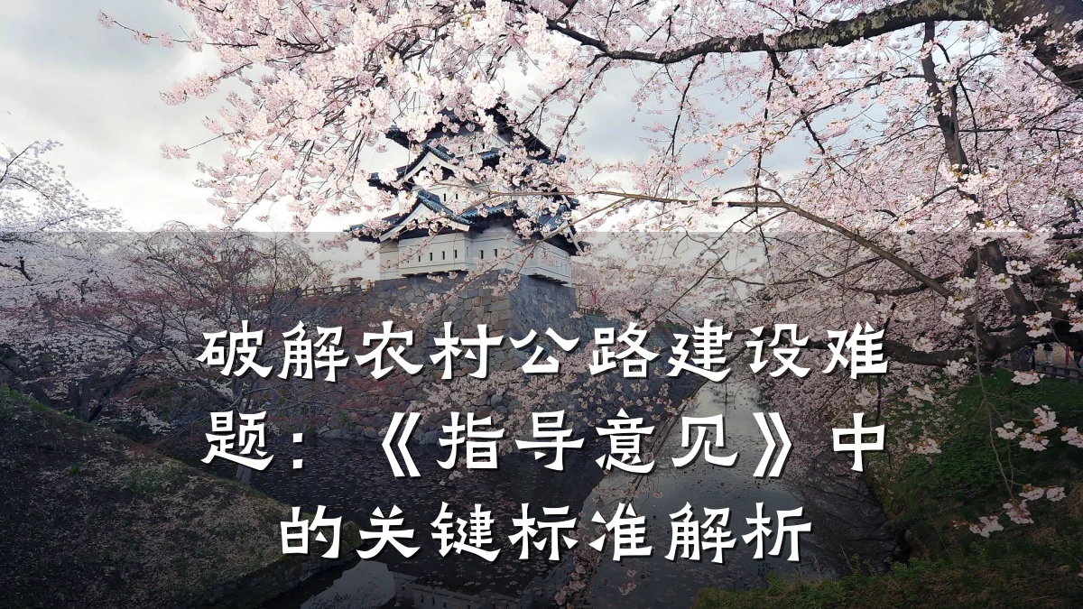 破解农村公路建设难题:《指导意见》中的关键标准解析