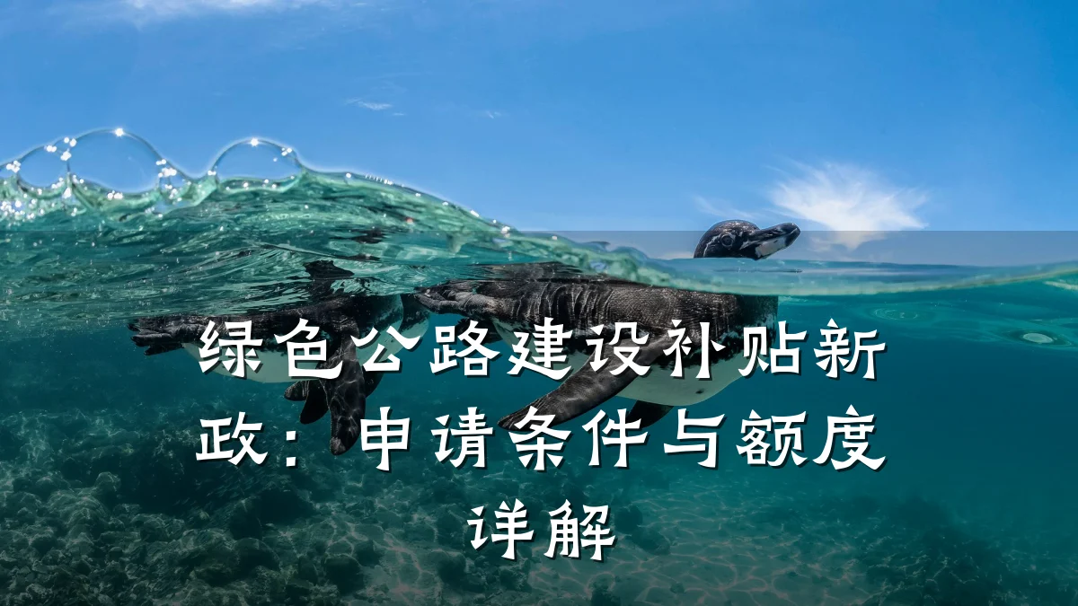 绿色公路建设补贴新政:申请条件与额度详解
