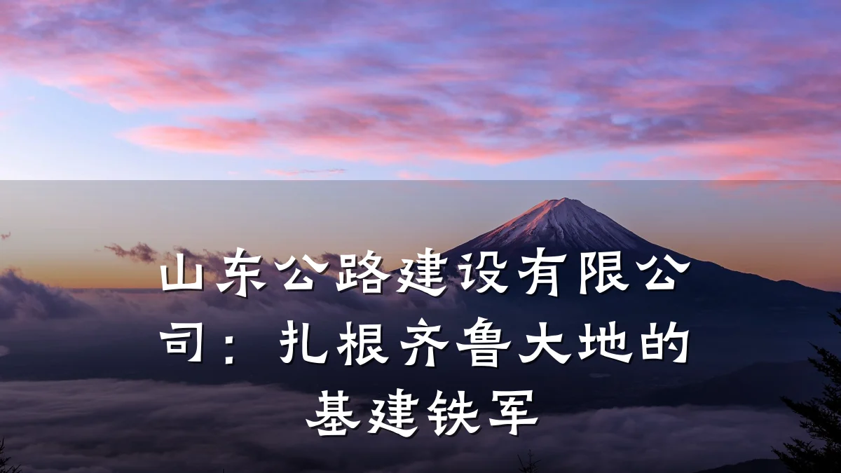山东公路建设有限公司:扎根齐鲁大地的基建铁军
