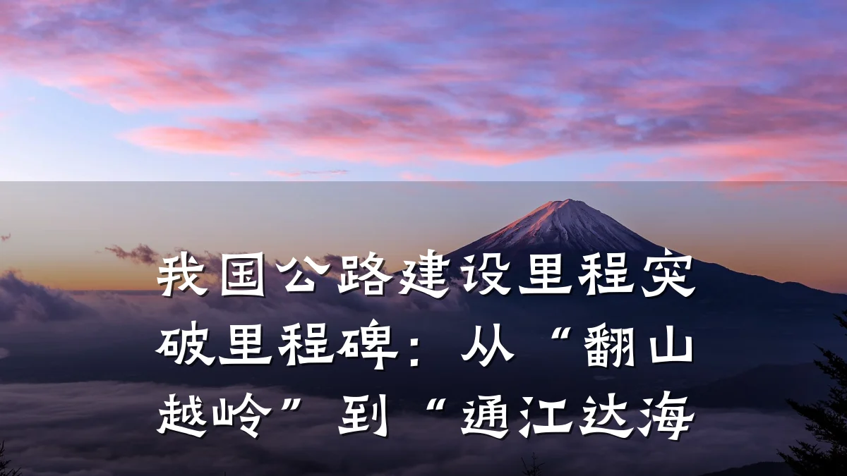 我国公路建设里程突破里程碑:从“翻山越岭”到“通江达海