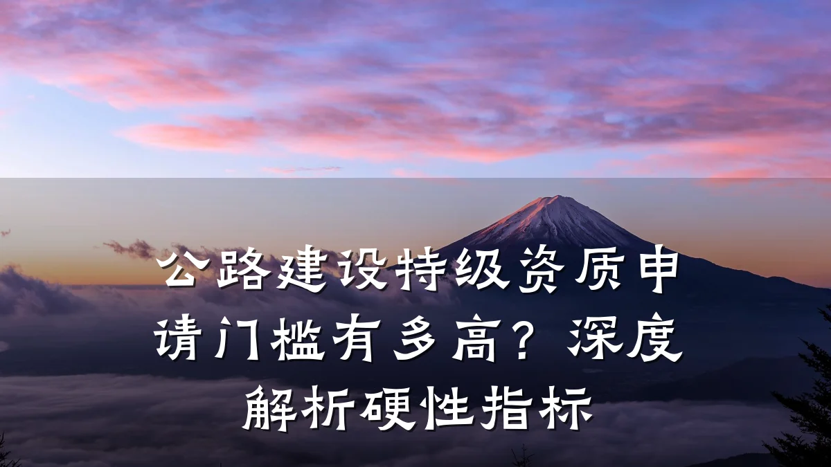 公路建设特级资质申请门槛有多高?深度解析硬性指标