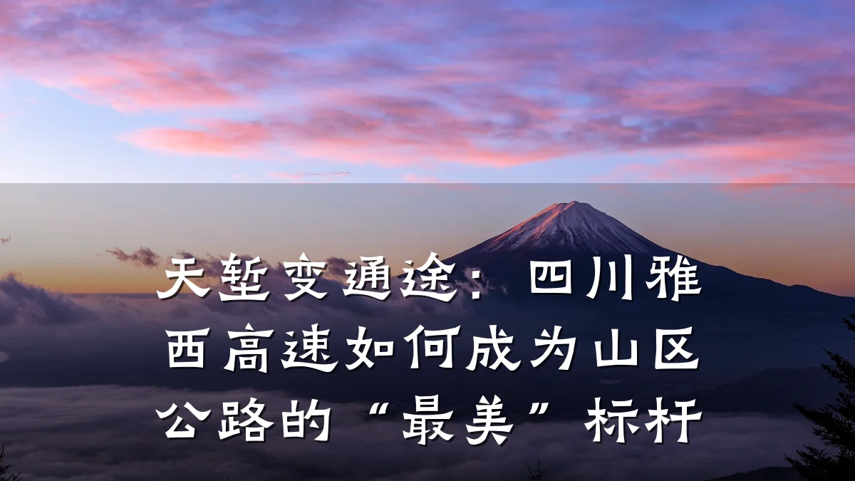 天堑变通途:四川雅西高速如何成为山区公路的“最美”标杆