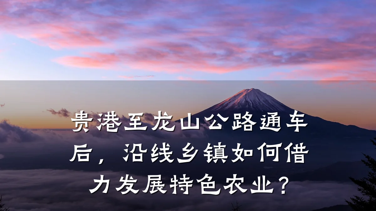 贵港至龙山公路通车后,沿线乡镇如何借力发展特色农业?