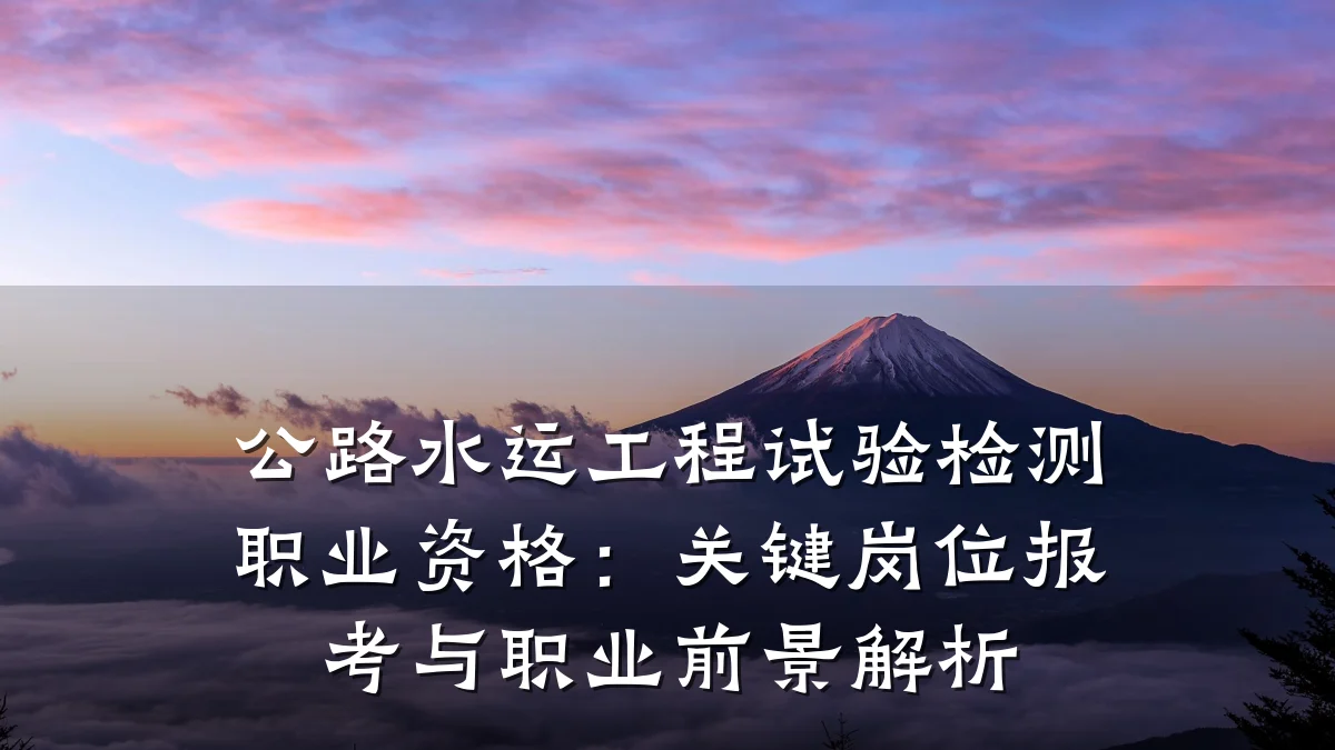 公路水运工程试验检测职业资格：关键岗位报考与职业前景解析