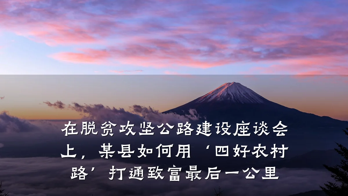 在脱贫攻坚公路建设座谈会上,某县如何用‘四好农村路’打通致富最后一公里