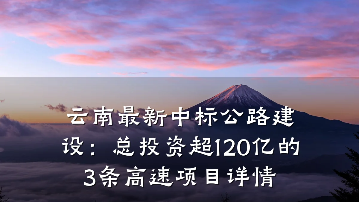 云南最新中标公路建设:总投资超120亿的3条高速项目详情
