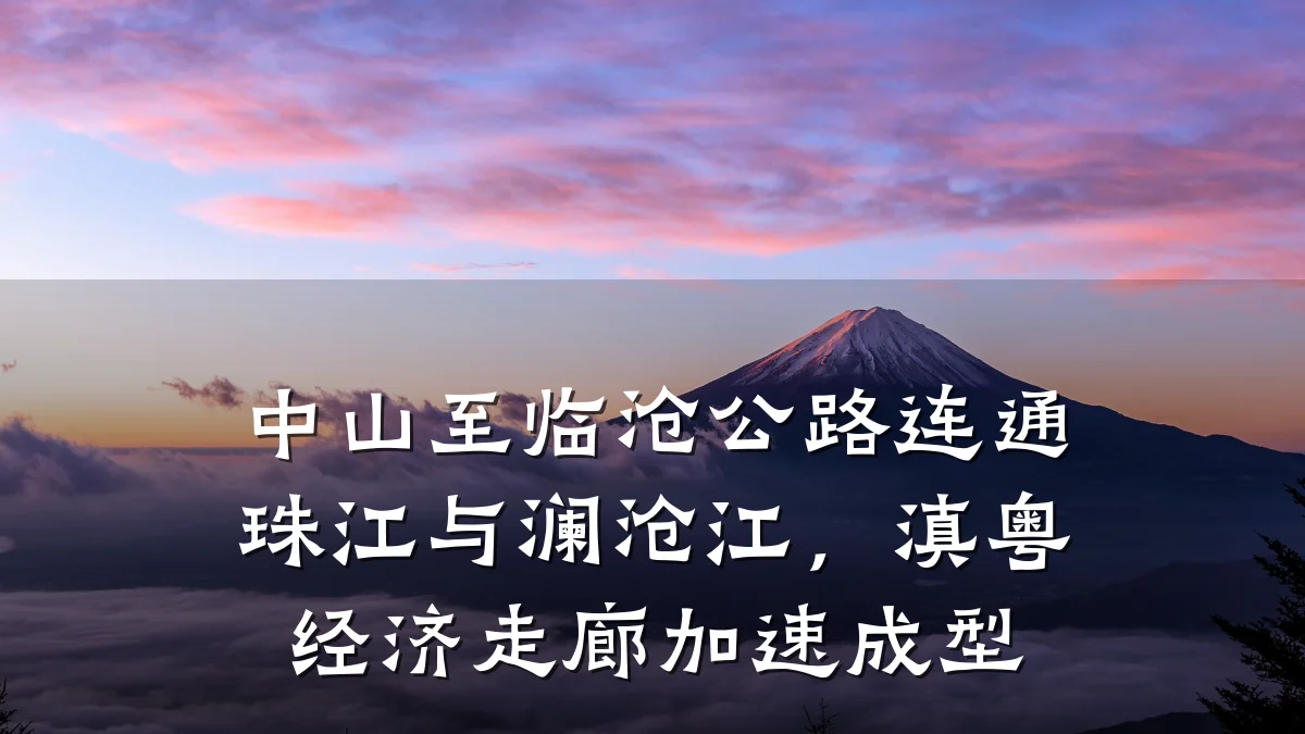 中山至临沧公路连通珠江与澜沧江,滇粤经济走廊加速成型