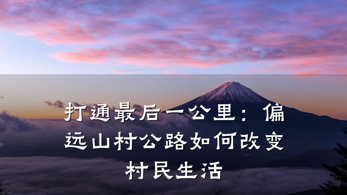打通最后一公里:偏远山村公路如何改变村民生活