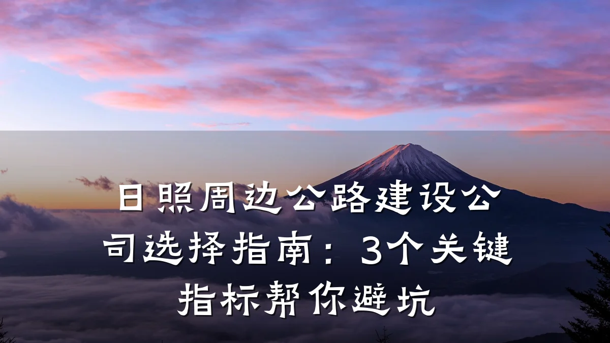 日照周边公路建设公司选择指南:3个关键指标帮你避坑