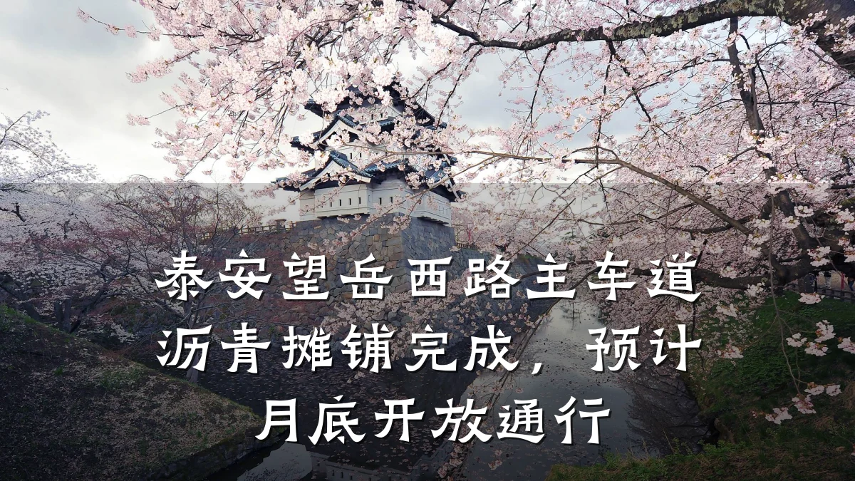 泰安望岳西路主车道沥青摊铺完成,预计月底开放通行